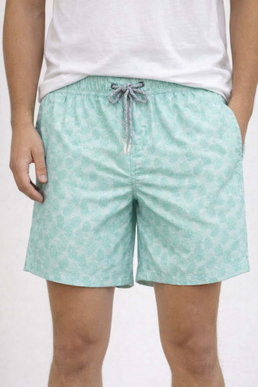 Vintage Summer Men's Pineapple Print Volley Swim Shorts Large Mint Green